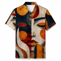 Men's Summer Fashion Contrasting Faces Printed Polo Short-Sleeve