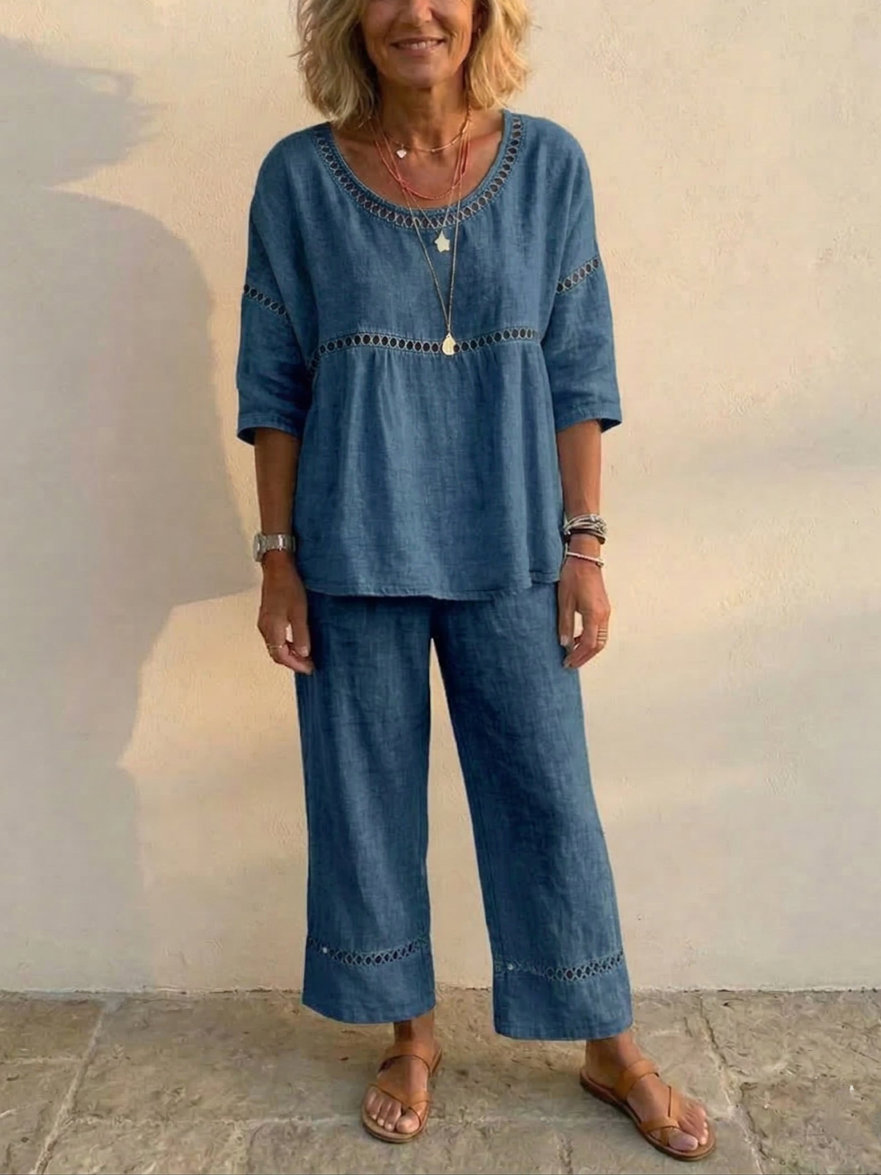 CLEARANCE SALE🔥 The Serendipity Linen Eyelet Two-Piece Set
