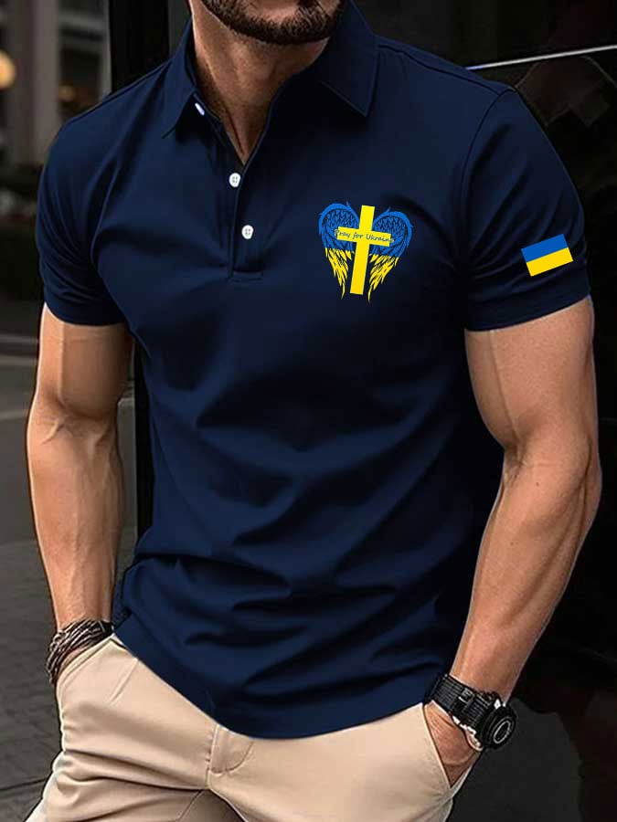 Men's Ukraine print polo shirt