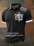 Men's Retro Faith “Faith Over Fear”  Casual Printed Polo Shirt