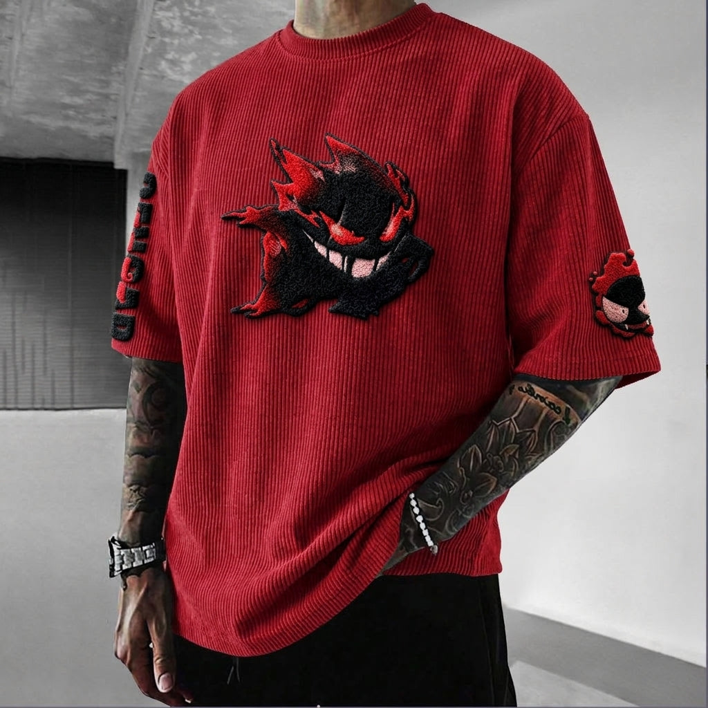Pokémon Unisex Anime-Style Retro Corduroy Oversized T-Shirt