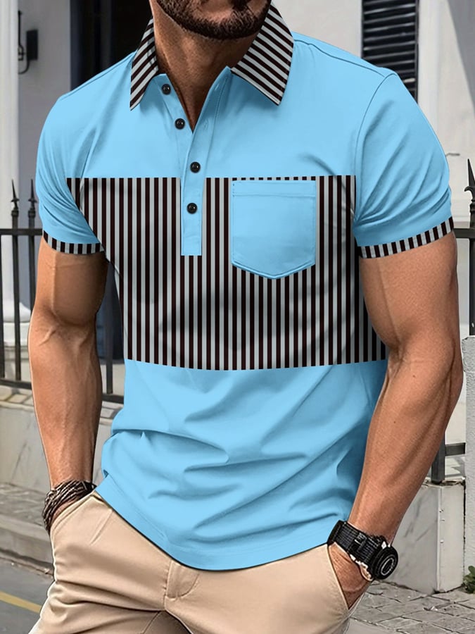 Men's Classic Color Match Casual Business Fashion Polo Shirt