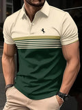 Men's Classic Casual Business Fashion Color Block Polo Shirt MPO502831