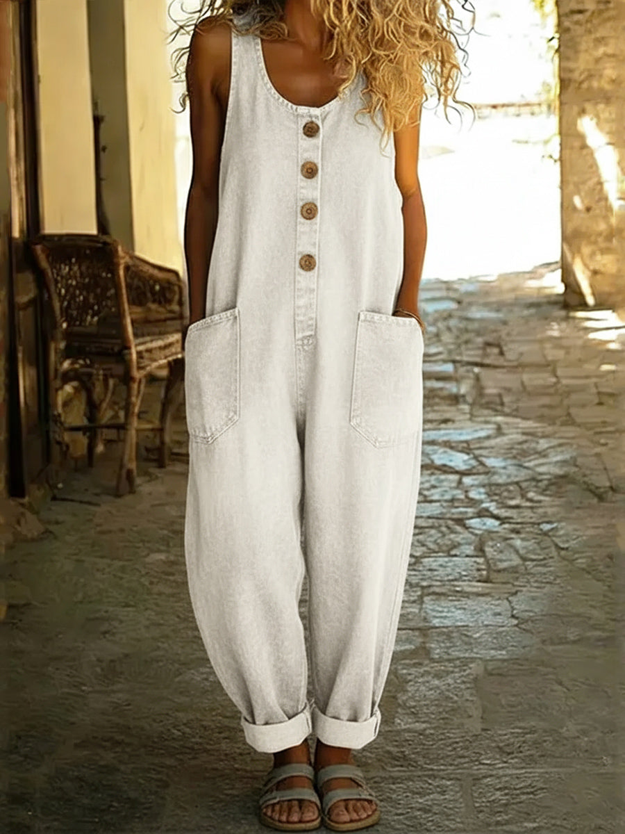 CLEARANCE SALE🔥 Women's Casual Cotton Vest and Denim Jumpsuit