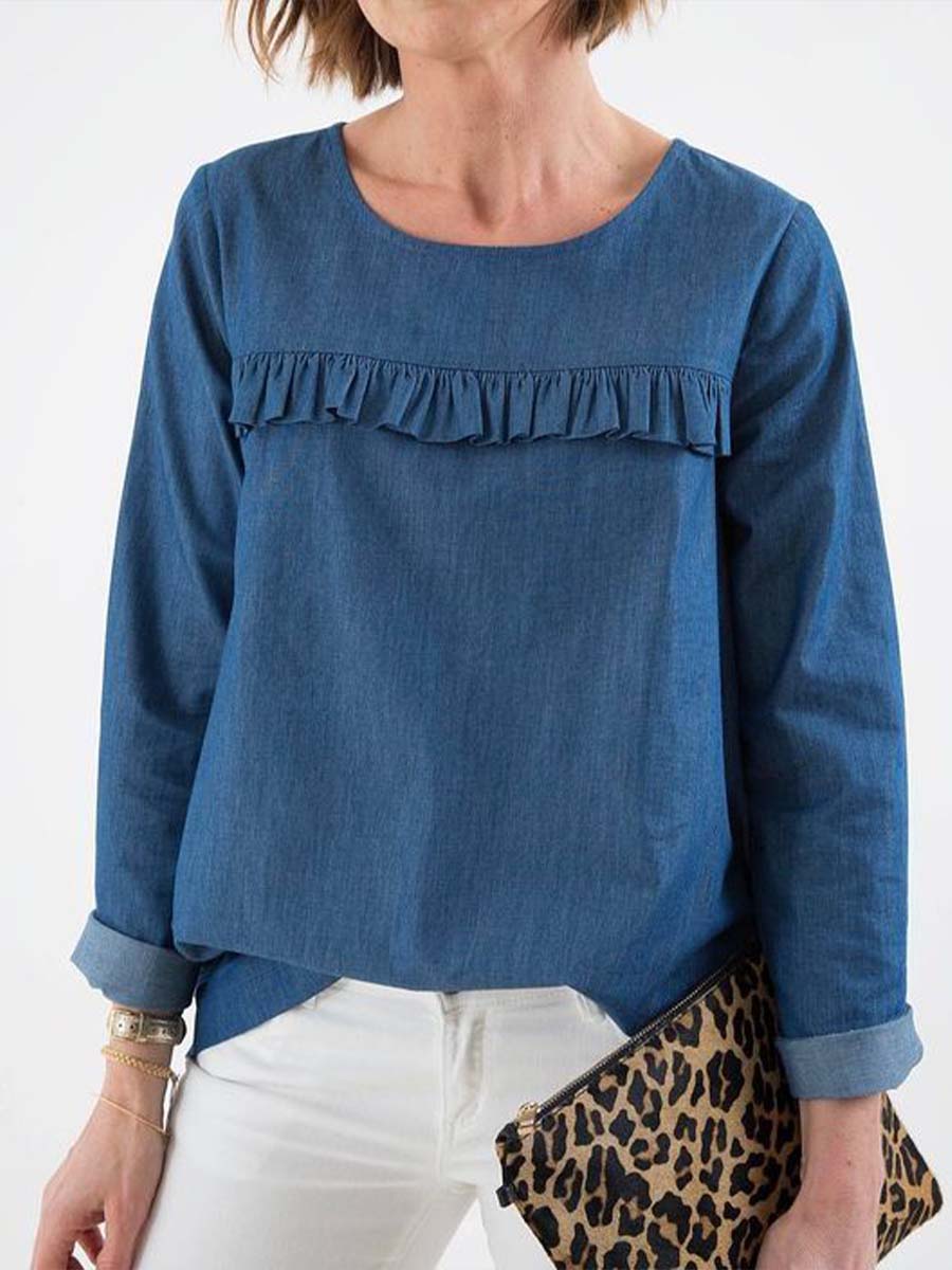 New Arrivals🔥 Women's Round Neck Denim Top