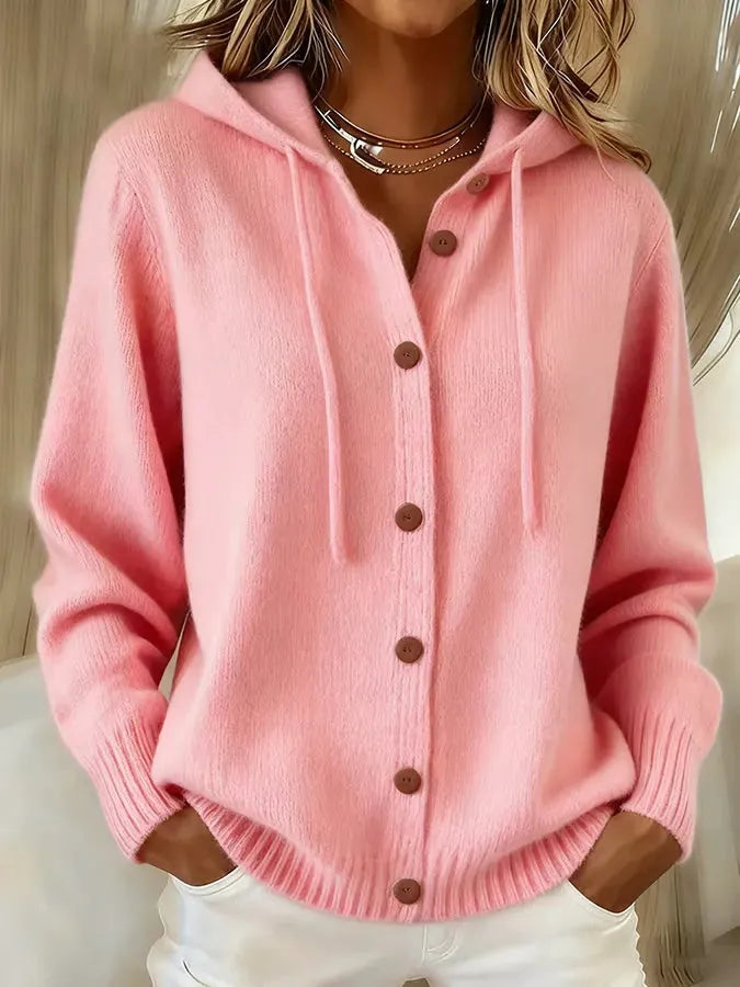 CLEARANCE SALE🔥 Women's Casual Plain Hooded Knit Cardigan