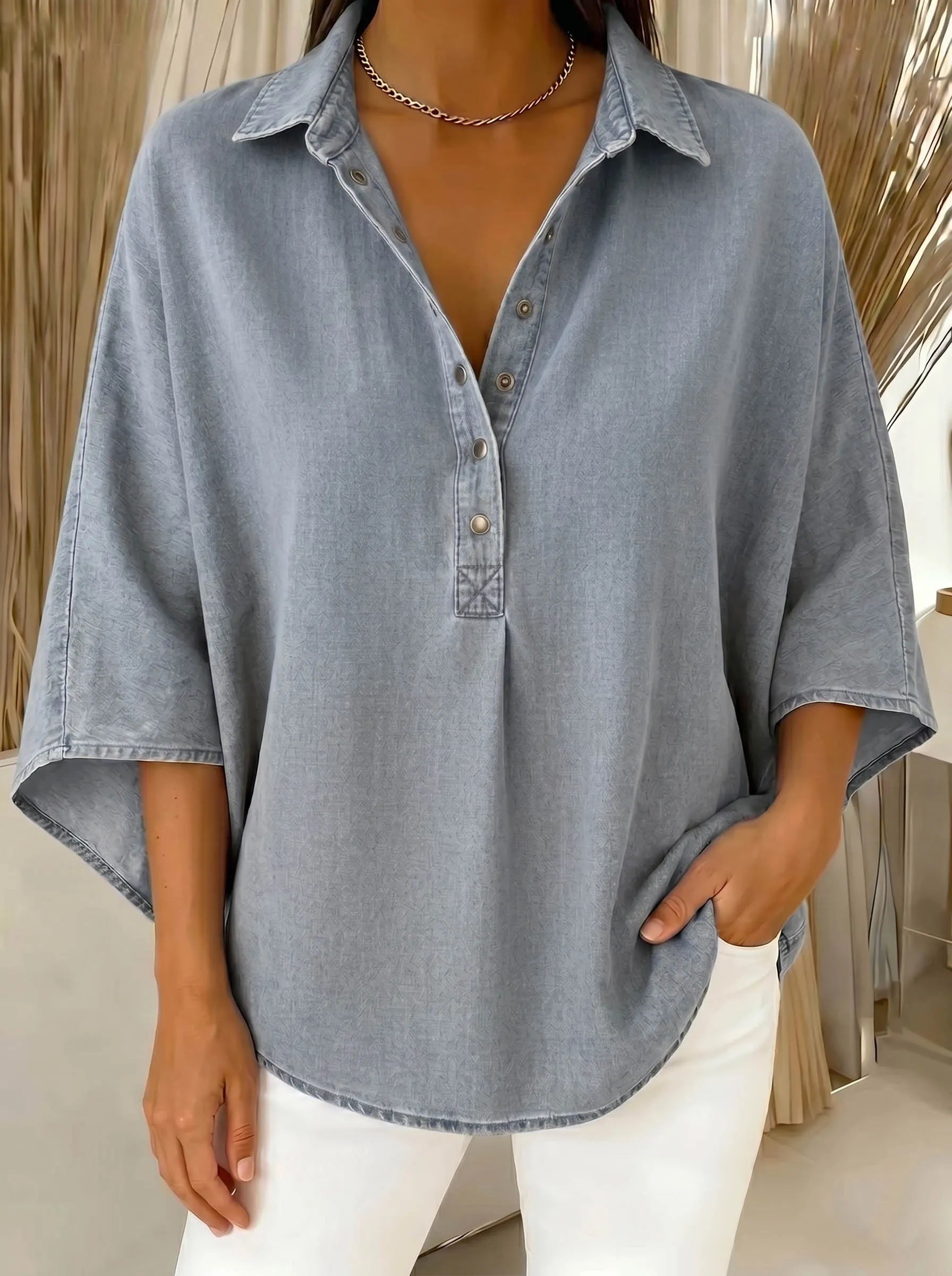 Denim Poncho Blouse