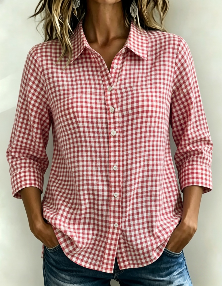 CLEARANCE SALE🔥 Women's Gingham Check Button-Down Shirt