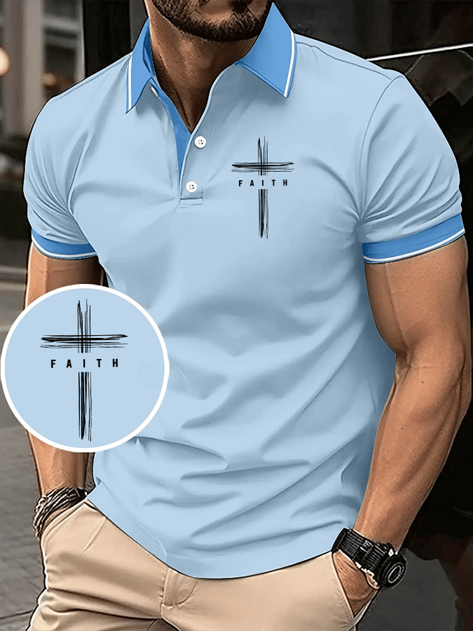 Men's Faith Printed Casual Polo Shirt