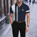 Men's Business Casual Polo Collar Geometric Printed Short-Sleeved Shirt