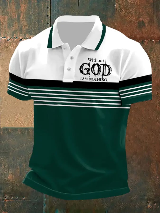 Men's Without God I Am Nothing, Printed Casual Polo Shirt