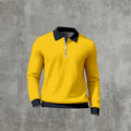Men's Casual Color Matching Printed Long Sleeves Polo Shirts