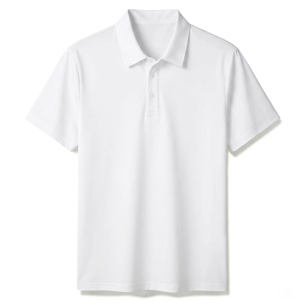 Men's Summer Fashion White Printed Polo Short-Sleeve