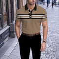 Men's Business Casual Polo Collar Geometric Printed Short-Sleeved Shirt183555