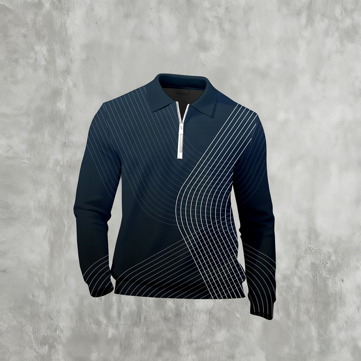 Men's Casual Color Matching Printed Long Sleeves Polo Shirts