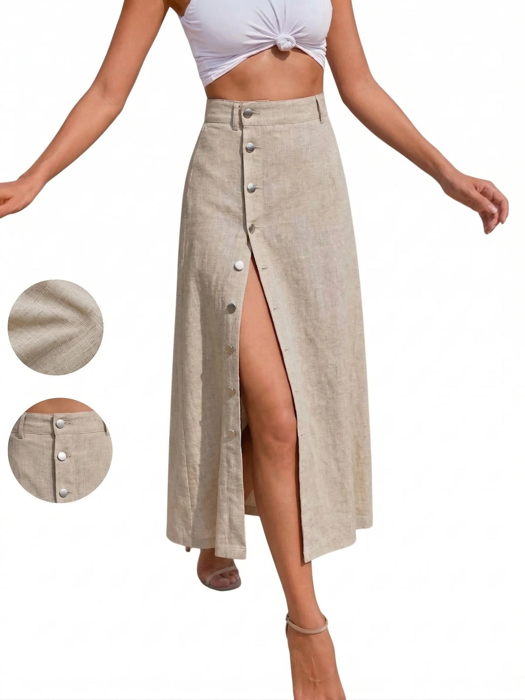 New Arrivals🔥 Women's Button Cotton and linen dress Ladies Bottoms for All Seasons