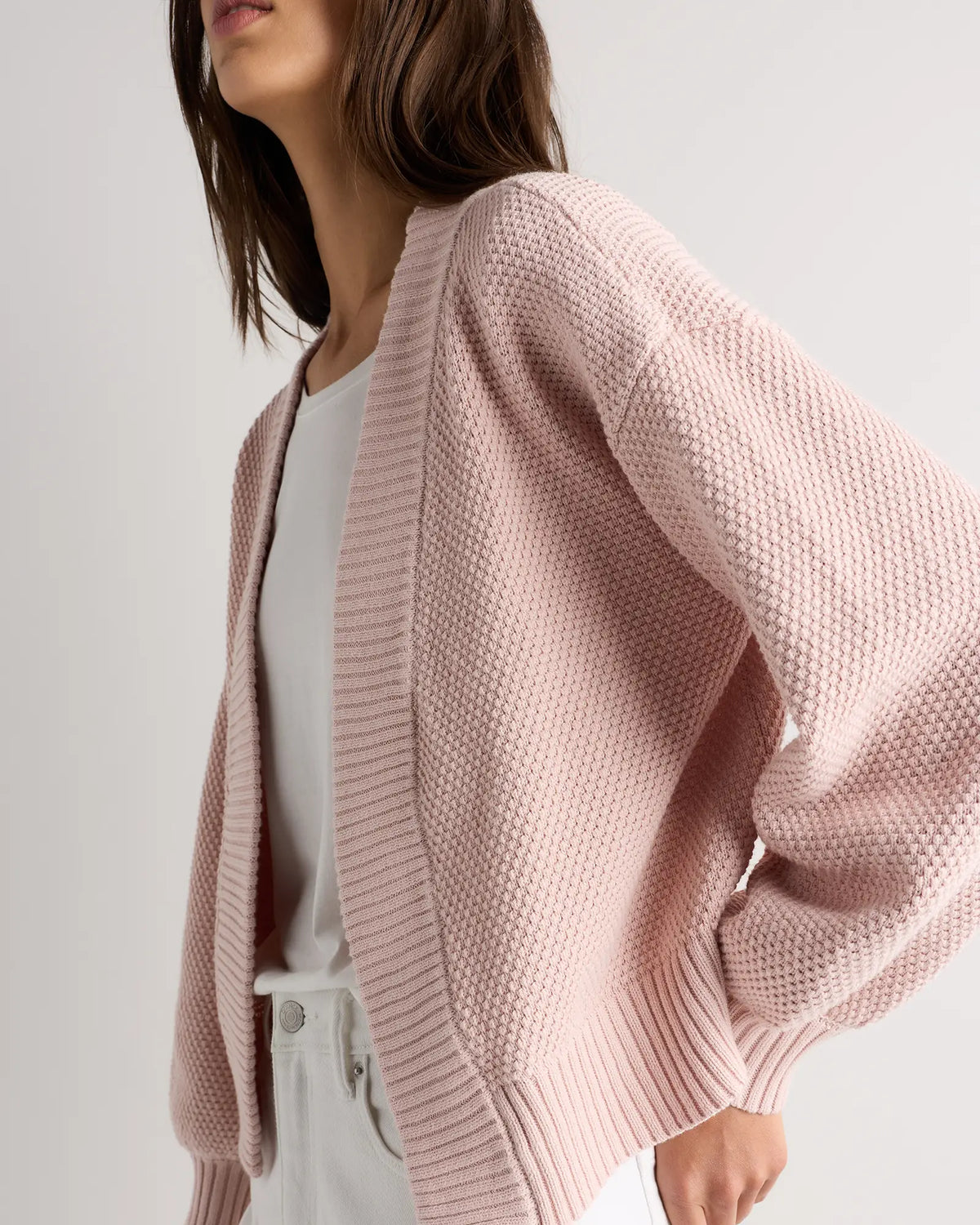 Organic Cotton Waffle Stitch Open Cardigan