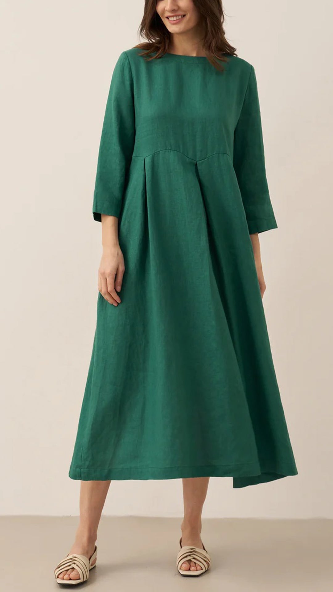 Women's Loose Cotton-Linen Midi Dress