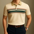 Men's Business Casual Polo Collar Geometric Printed Short-Sleeved Shirt