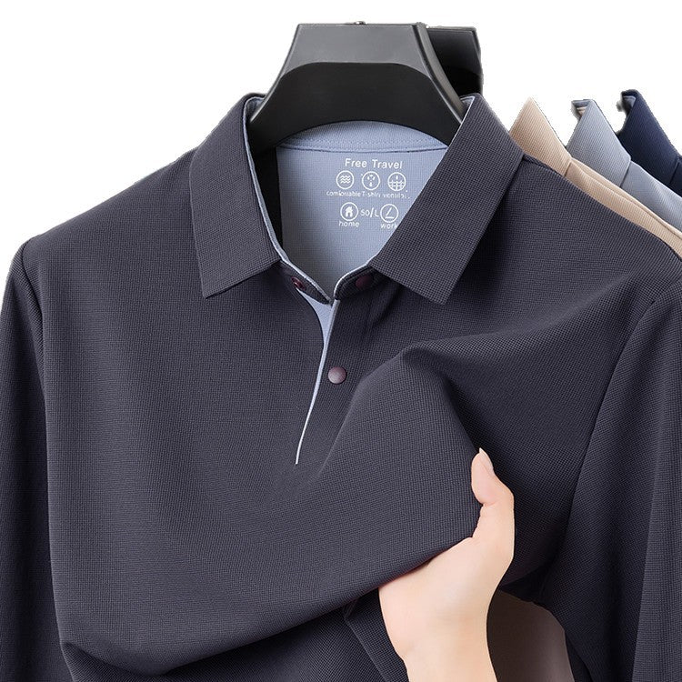 Men's Casual Solid Color Short-Sleeve Polo Shirts (Runs Small | Size Up 1 Size）