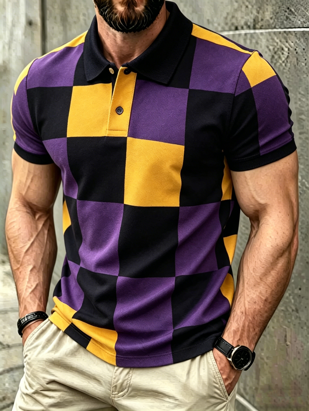 Men's Classic Business Button Short Sleeve Polo Shirt
