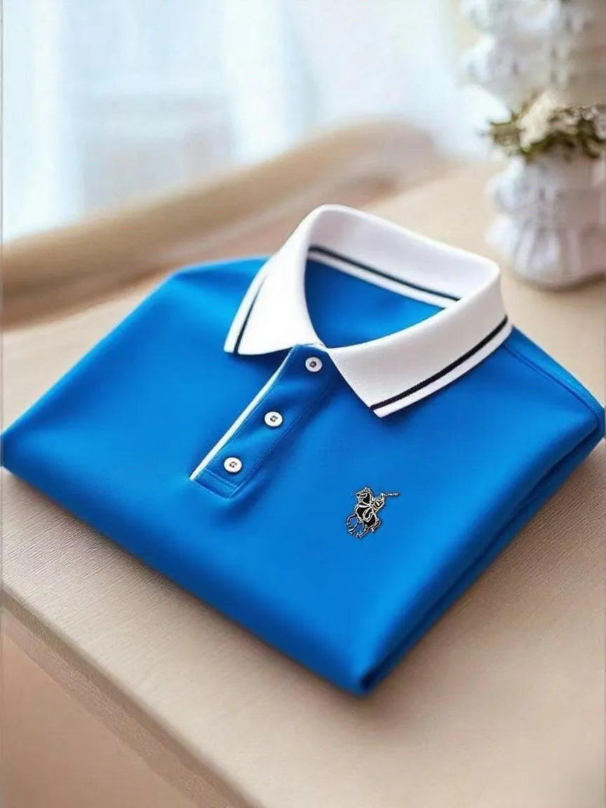 Men's Business Casual Button Short Sleeve Polo Shirt A002362