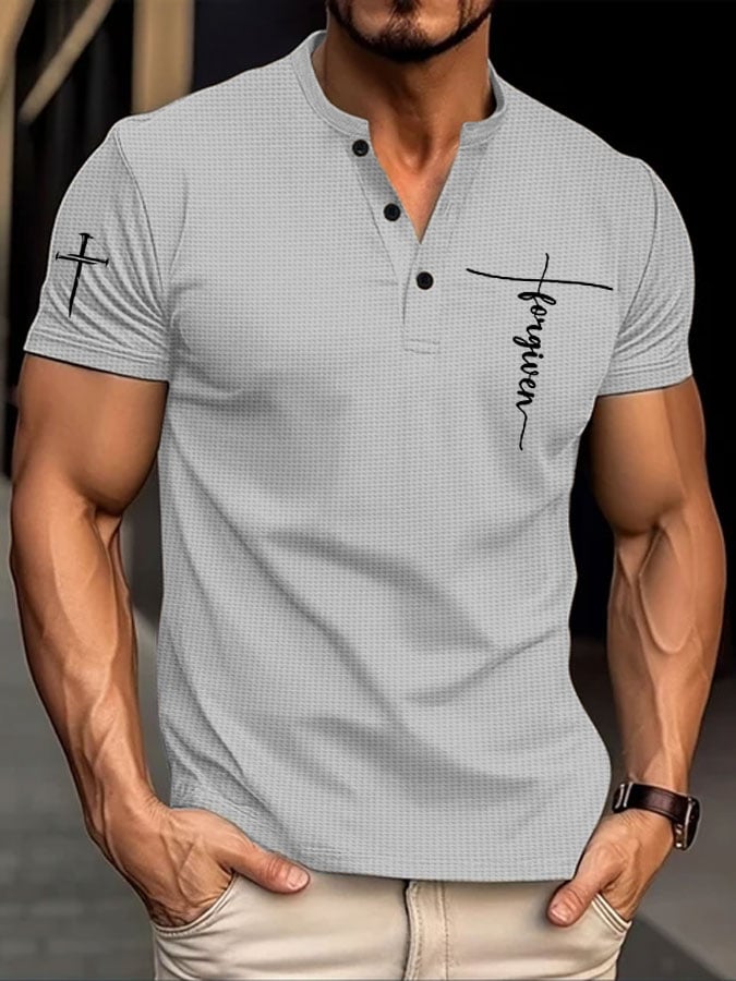 Men's Stylish Casual Faith Waffle Henley Shirt