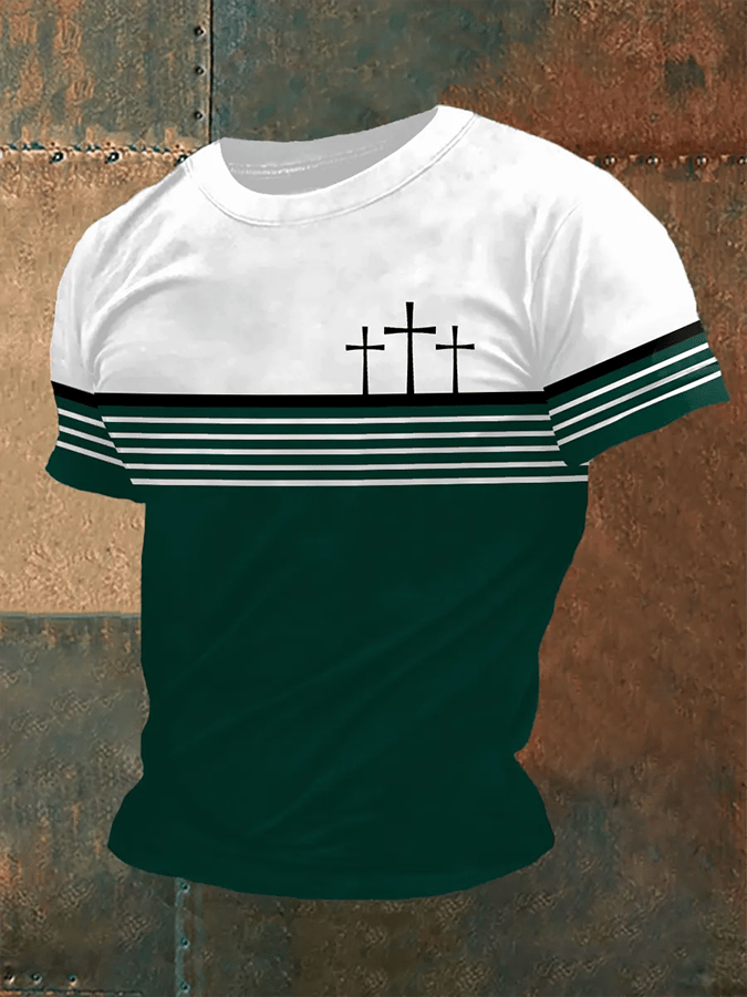 Men's Vintage Faith Cross Print T-Shirt