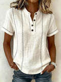 CLEARANCE🔥 Women's V-neck Short-sleeve Casual Loose Cotton-linen Top