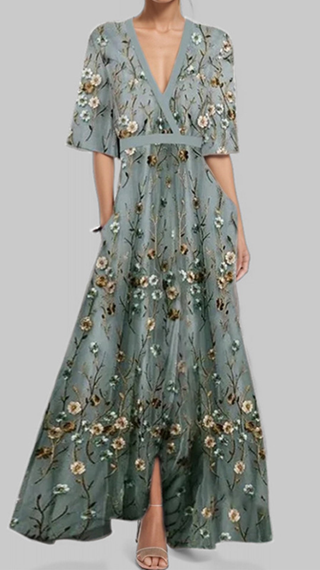 Women's Floral Print Cotton-Blend Maxi Dress
