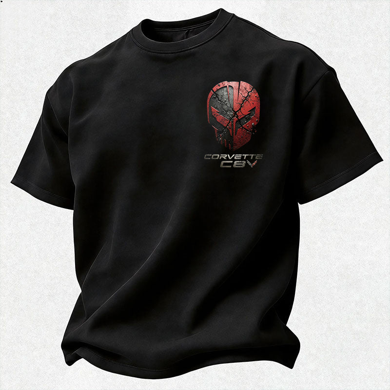 Vette C8 Legacy Cracked Jake Skull Cotton Print Men's T-Shirt