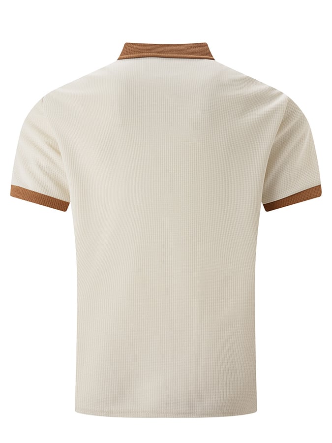 Men's Waffle Fabric Fashion Casual Polo Shirt (With Pockets)