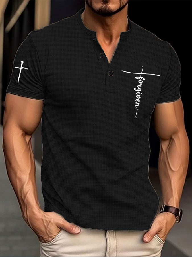 Men's Stylish Casual Faith Waffle Henley Shirt