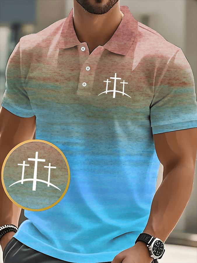 Men's Faith Printed Casual Polo Shirt