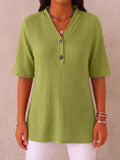 CLEARANCE SALE🔥 Ribbed Button-Neck Tee