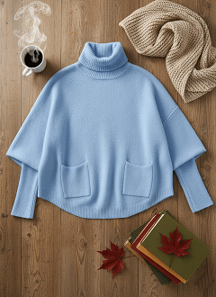🎄 New Arrivals🔥 Women's Fashionable Casual Solid-Color High-Neck Sweater