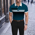 Men's Business Casual Polo Collar Geometric Printed Short-Sleeved Shirt