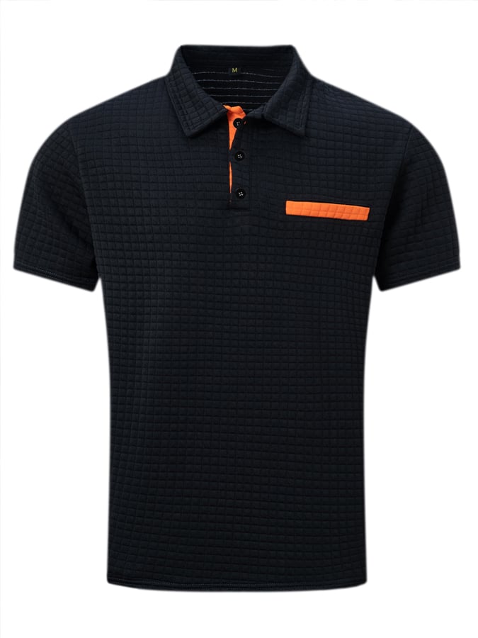Men's Classic Colorblock Jacquard Checked Lapel Polo Jacket