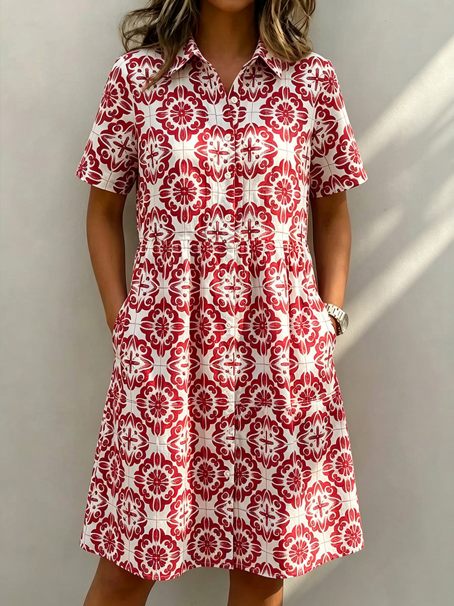 New Arrivals🔥 Santorini Inspired Print Shirt Dress