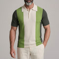 Men's Business Casual Colorblock Turndown Collar Slim Fit Polo Shirt