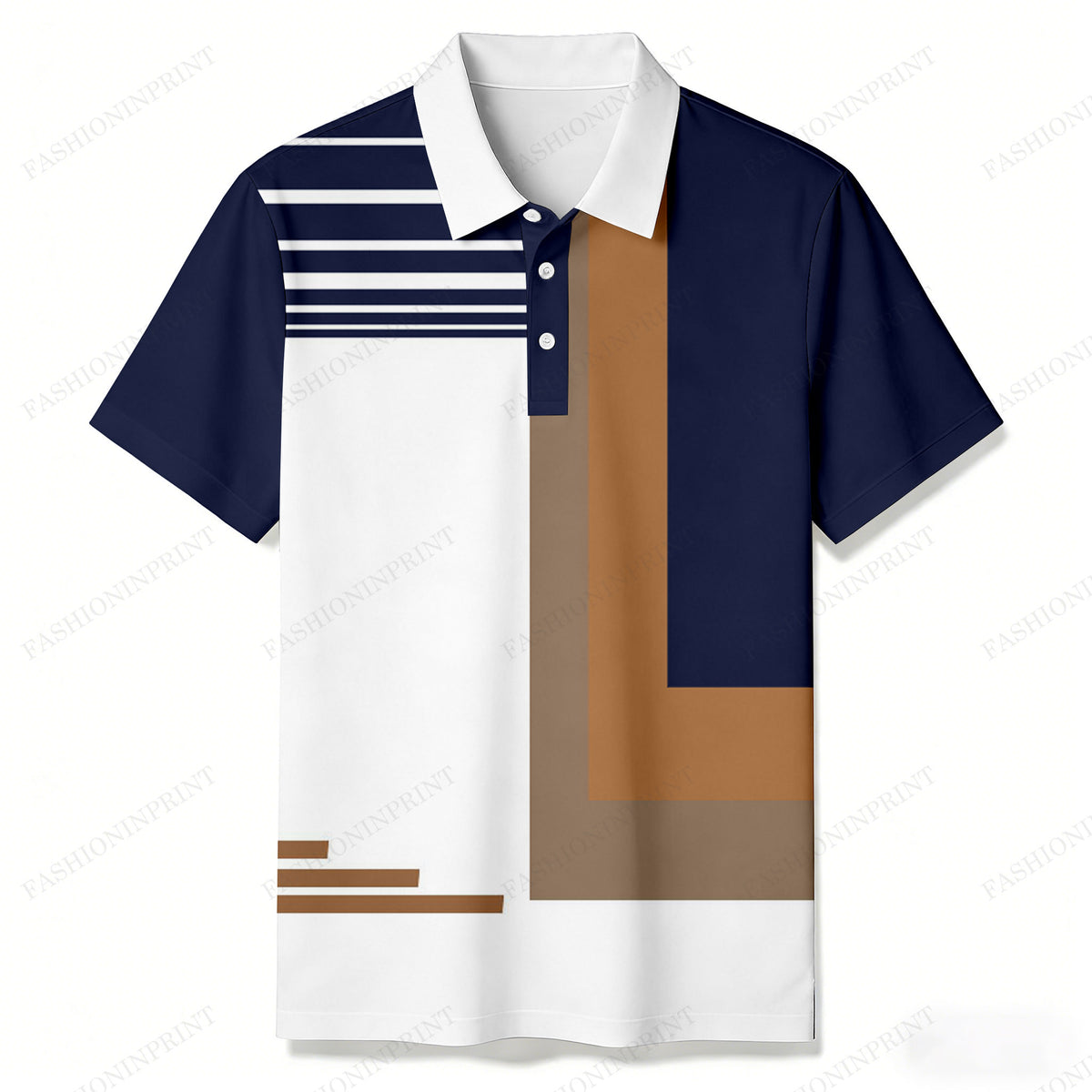 Men's Casual Color Blocking Geometry Short-Sleeve Shirt 204604