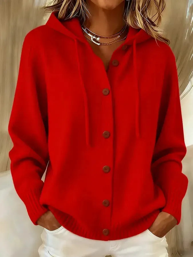 CLEARANCE SALE🔥 Women's Casual Plain Hooded Knit Cardigan