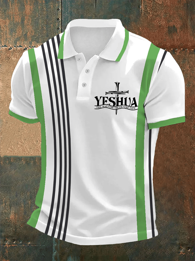 Men's Retro Faith  Casual Printed Polo Shirt
