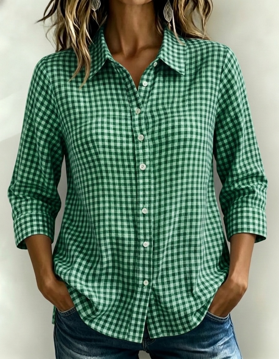 CLEARANCE SALE🔥 Women's Gingham Check Button-Down Shirt