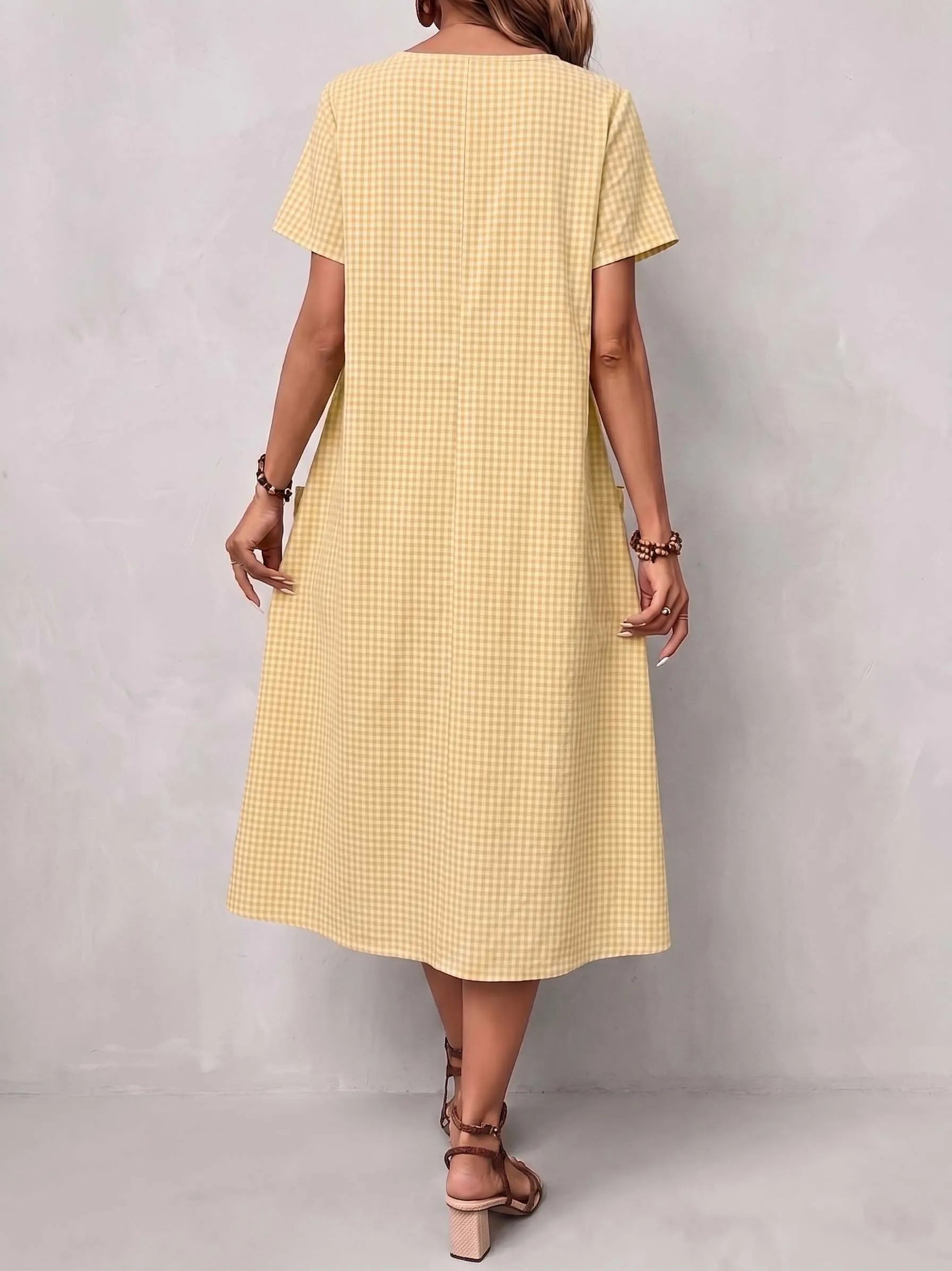 Gingham Meadow Midi Dress
