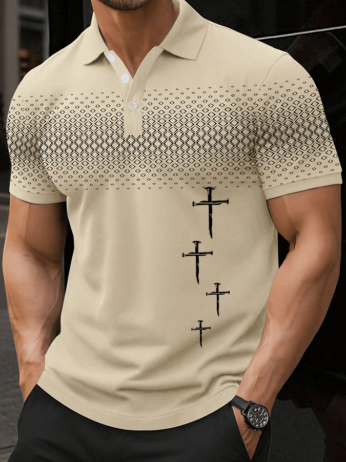 Men's Faith Printed Casual Polo Shirt