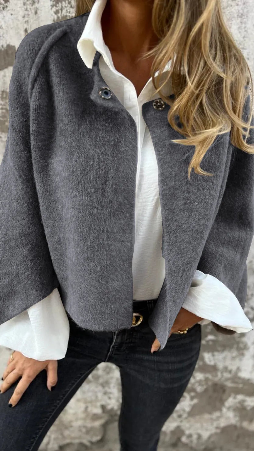 NEW IN- 49% OFF🔥Women's Cotton Woolen Round Neck Woolen Long Sleeve Coat