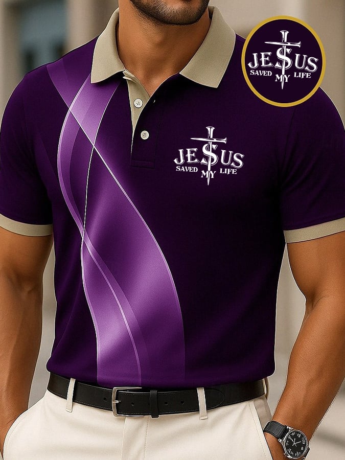 Men's Faith Printed Casual Polo Shirt