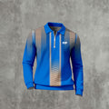 Men's Casual Color Matching Printed Long Sleeved Polo-Shirts