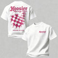 Pink Checkered Heart-Print Racing T-Shirt